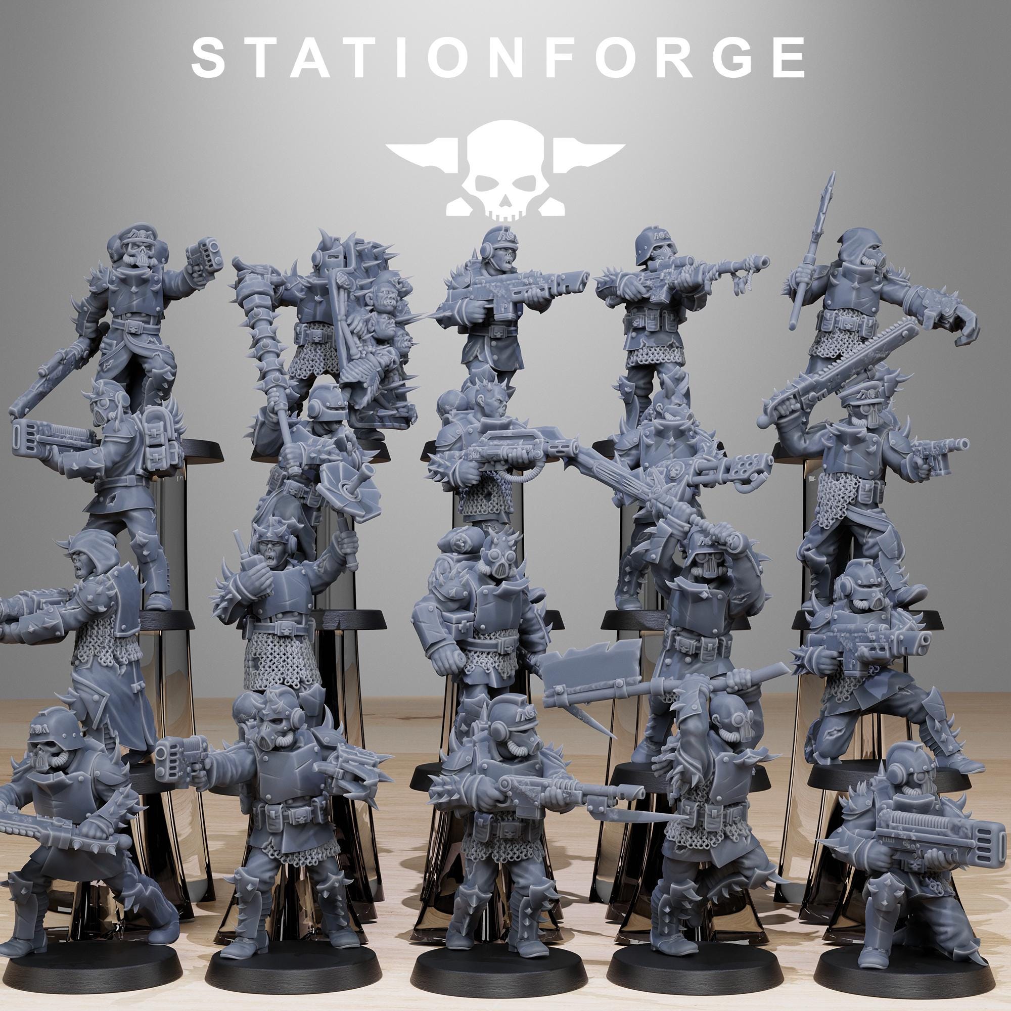 Corrupted Guard Builder Kit | 16K Resin | 20x Chaos Cultist Proxy Figures | StationForge Army