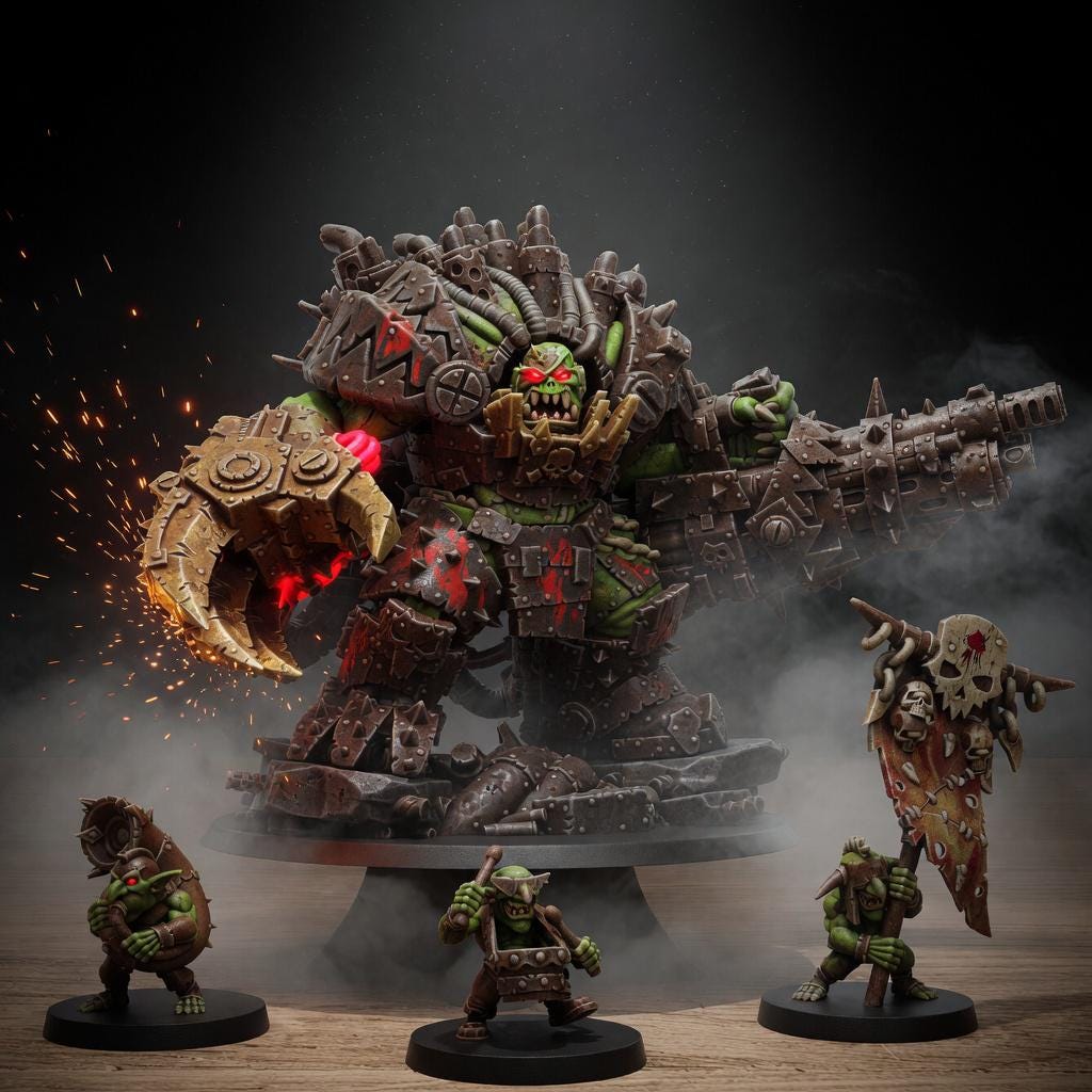 Orkaz Grand Nutta 3.0 Miniature | 14K Resin Ork Warboss Proxy (28mm/32mm Scale)
