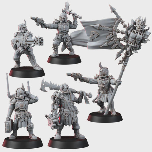 Chaos Renegades of Pain Command Squad | 14k Resin Miniatures | Sci-Fi Tabletop Wargaming