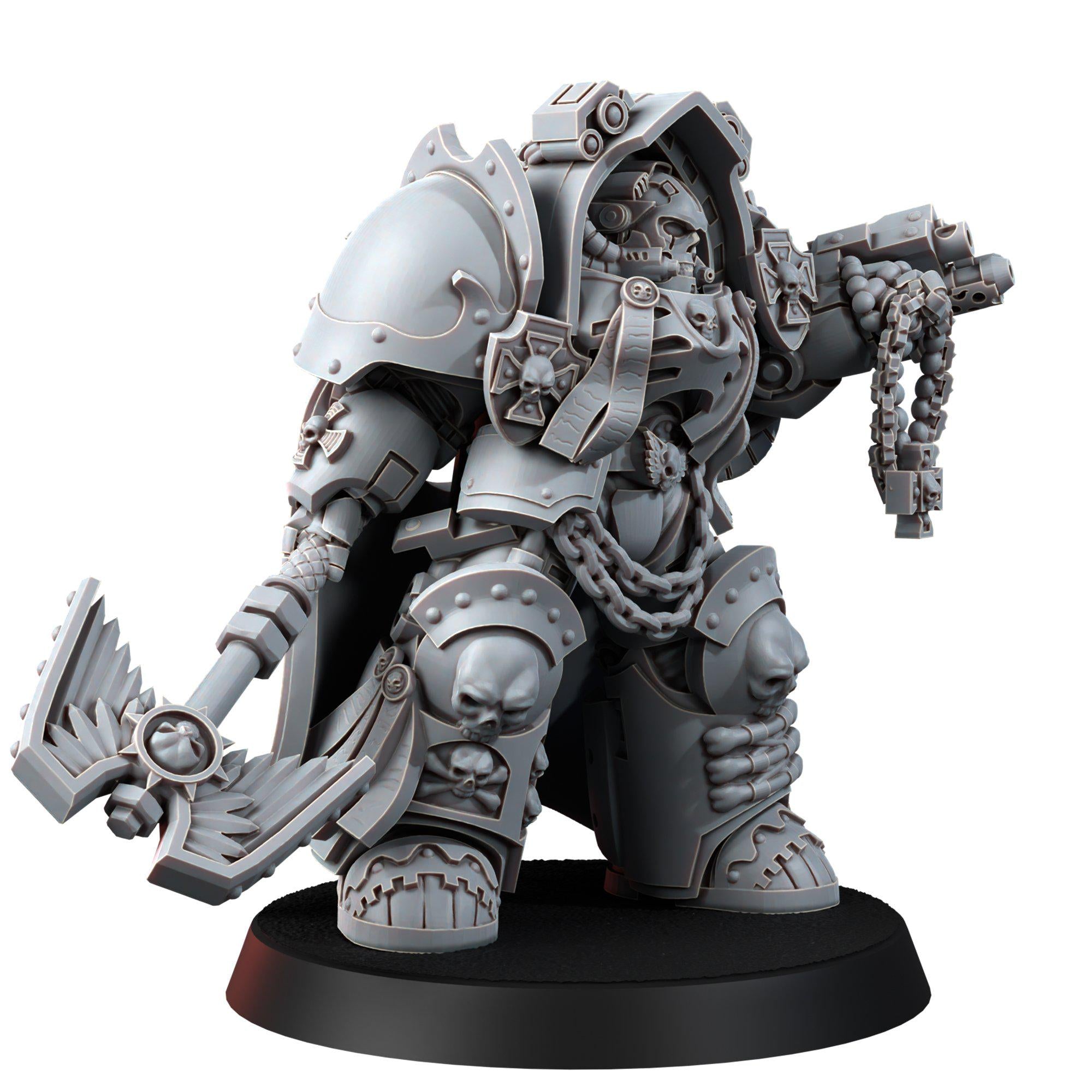 Imperial Exolothreftis Chaplain 14k Resin Miniature  | Grimdark Proxy | Heavy Armor Battle Priest | Sci-Fi Wargaming