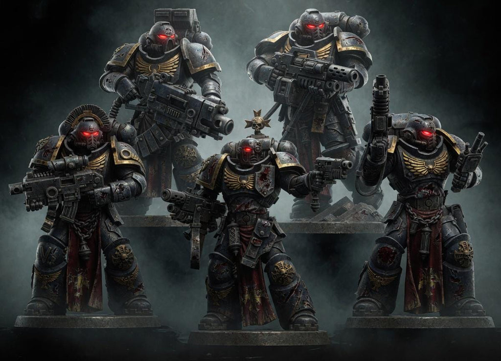 Imperial Veteran Squad | 14k Resin Miniature | Sci-Fi Space Knights Proxy | Heavy Armor Tabletop Wargaming