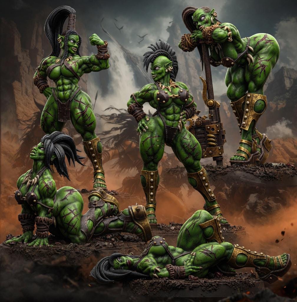 She-Orc Pinups Miniature | 14K Resin Fantasy RPG Figure | Ork Girl Model Set Across the Realms