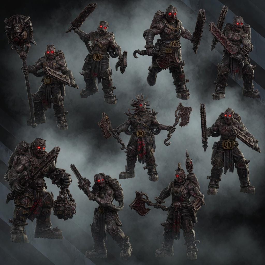 Mad Hyenas Squad | 14k Resin Miniature | Chaos Hounds Proxy | Mutant Beasts | Grimdark Tabletop Wargaming
