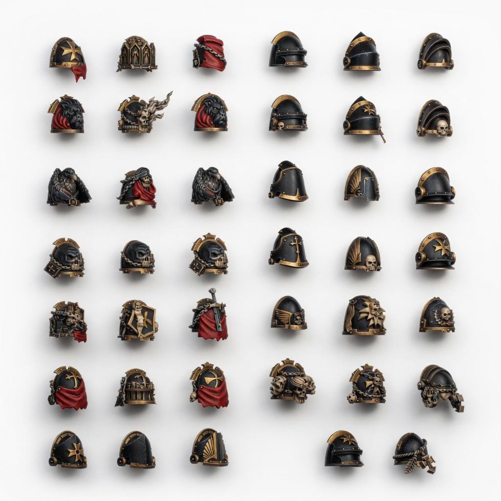 Shoulderpads | Eternal Pilgrims 14k Resin Bits | GreyTide Studio Grimdark Upgrades | Kitbash Pauldrons
