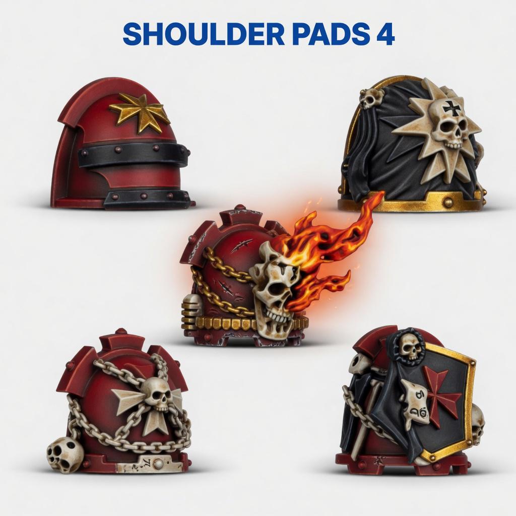 Shoulderpads | Eternal Pilgrims 14k Resin Bits | GreyTide Studio Grimdark Upgrades | Kitbash Pauldrons