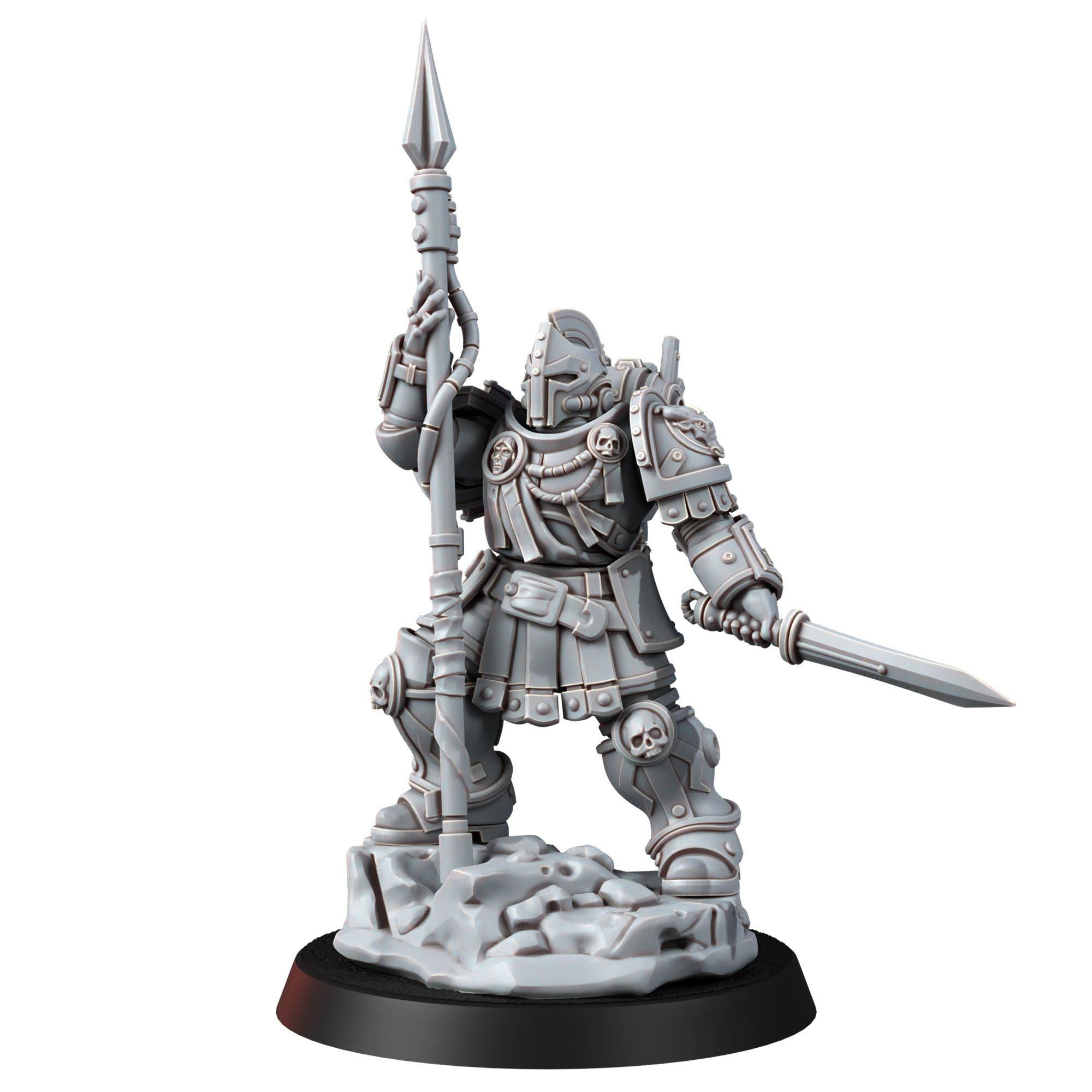 Imperial Chapterhouse Polemarchos Miniature | Space Knight Commander Proxy | 14k Resin Wargaming Model