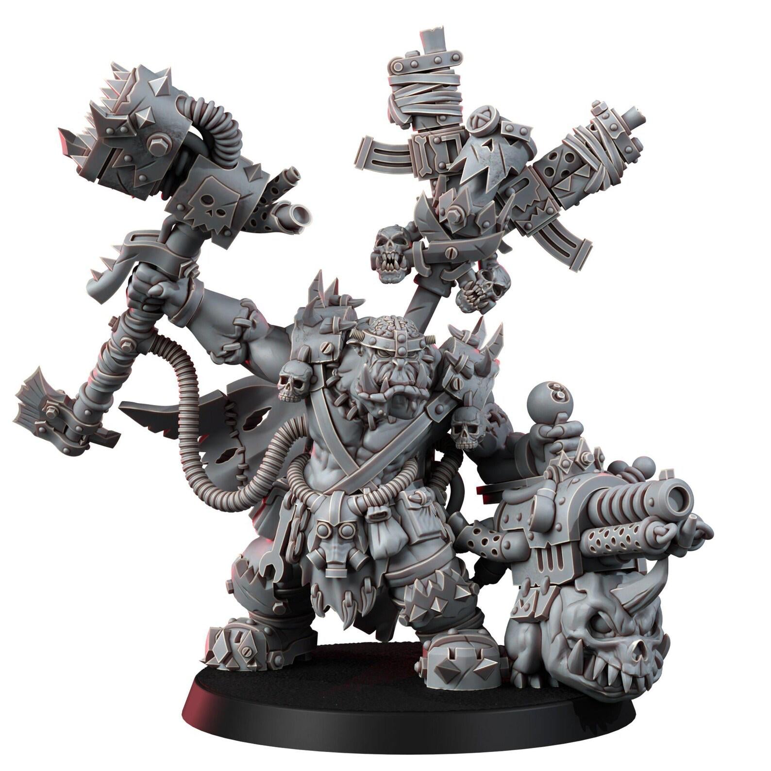 Ork Mad Riders Zoghed Edsplitta 14k Resin Miniature  | Ork Biker Boss Proxy |  Grimdark Tabletop