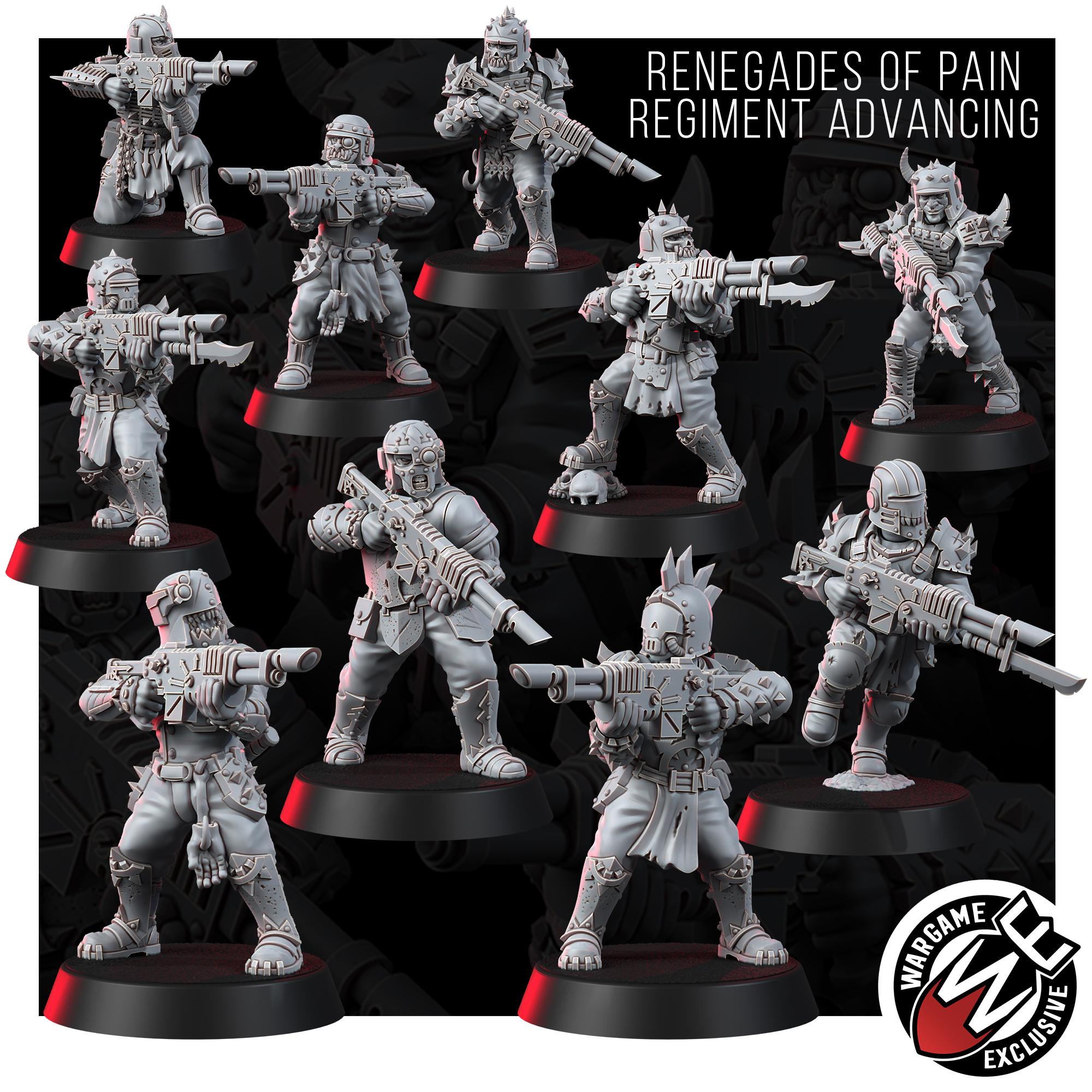 Chaos Renegades Advancing Regiment | 14k Resin Miniatures | Traitor Guard Proxy | Chaos Cultists | Grimdark Tabletop