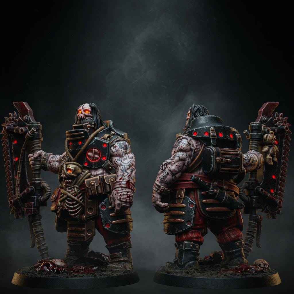 Techno Savage Fighter Miniature | Elite Cyborg Barbarian Wargaming Model 14K Resin