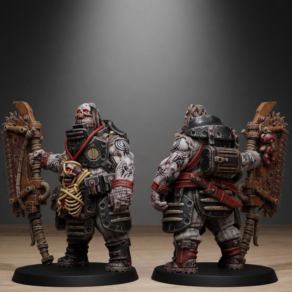 Techno Savage Fighter Miniature | Elite Cyborg Barbarian Wargaming Model 14K Resin