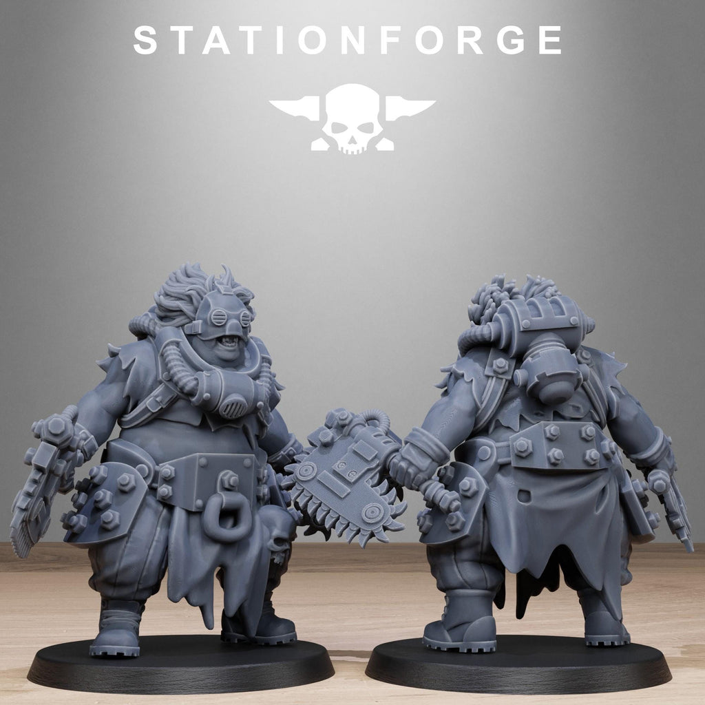 Techno Savage Butcher with Cleavers | Elite Cyborg Barbarian | 14K Resin Character | StationForge Scavengers