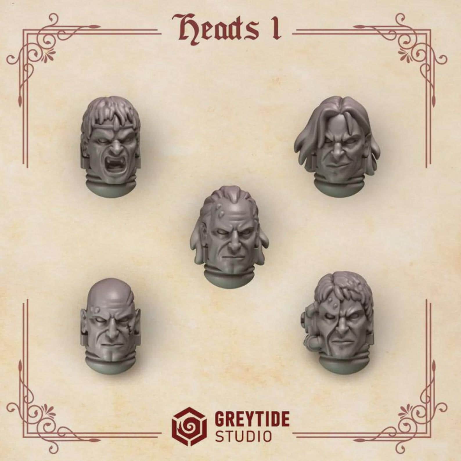 Crimson Lords Space Marine Heads | 14K Resin 3D Printed Bits, Primaris Compatible Kitbash Parts