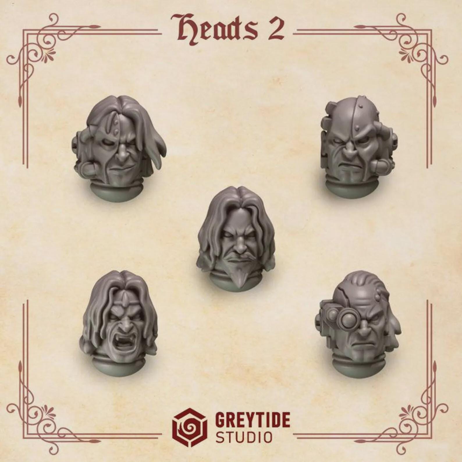 Crimson Lords Space Marine Heads | 14K Resin 3D Printed Bits, Primaris Compatible Kitbash Parts
