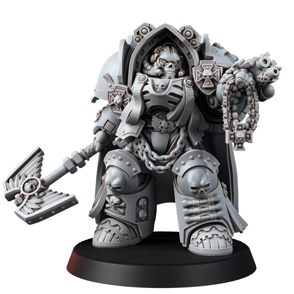 Imperial Exolothreftis Chaplain 14k Resin Miniature  | Grimdark Proxy | Heavy Armor Battle Priest | Sci-Fi Wargaming