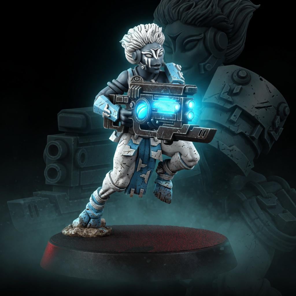 Greater Good Strike Charger | 14k Resin Miniature | Sci-Fi Tech Soldier Proxy | Tabletop Wargaming