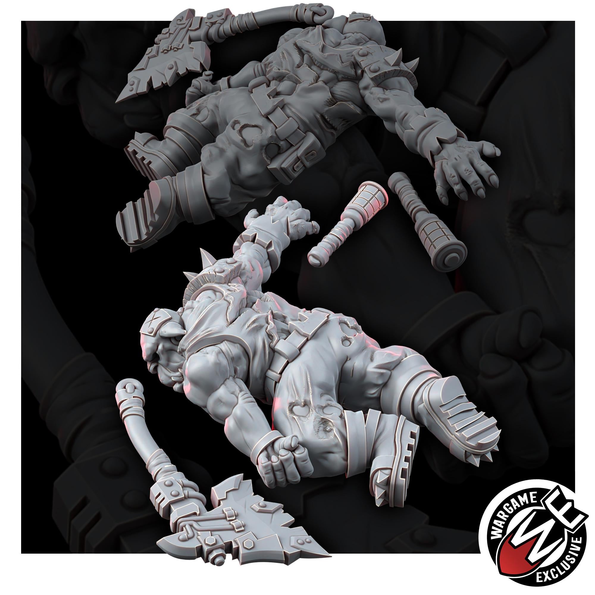 Ork Corpses | 14K Resin Terrain Bits | Space Orcs Wargaming Casualty Markers