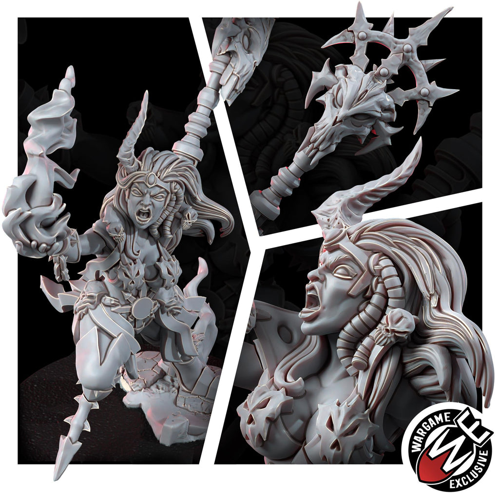 Cursed Witchcaster Miniature | 14k Resin Sorcerer Proxy | Grimdark Tabletop Wargaming (Heroic Scale)