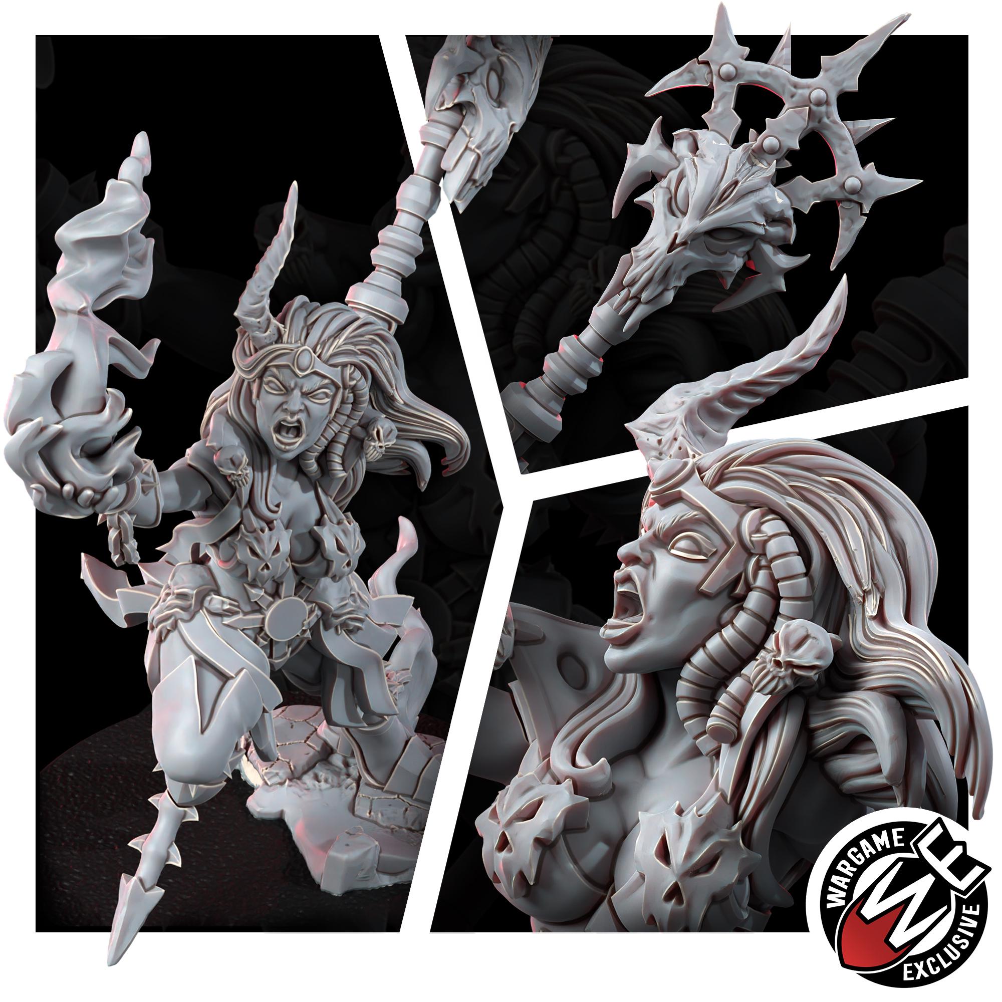 Cursed Witchcaster Miniature | 14k Resin Sorcerer Proxy | Grimdark Tabletop Wargaming (Heroic Scale)