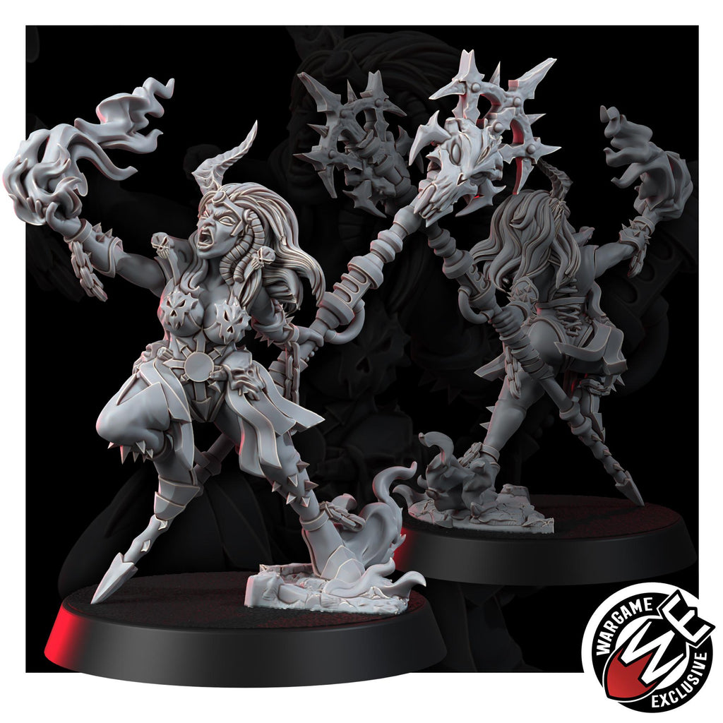 Cursed Witchcaster Miniature | 14k Resin Sorcerer Proxy | Grimdark Tabletop Wargaming (Heroic Scale)