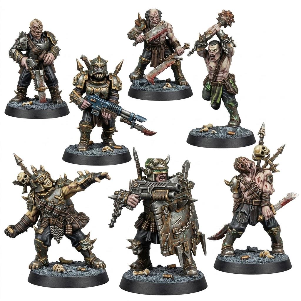 Crimson Killers Team 7x Miniatures | 14K Resin Proxy Models, Grimdark Tabletop Wargaming