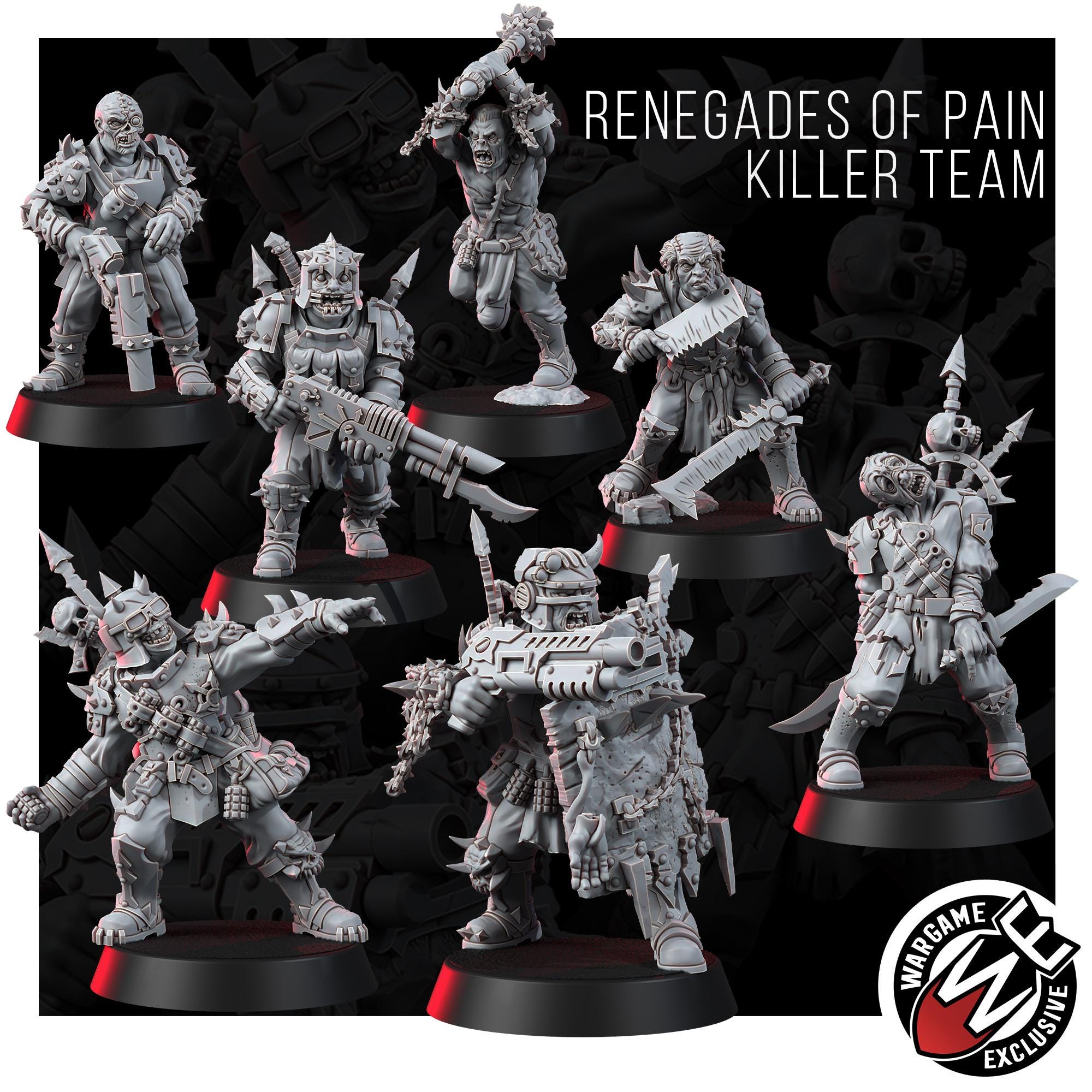 Crimson Killers Team 7x Miniatures | 14K Resin Proxy Models, Grimdark Tabletop Wargaming
