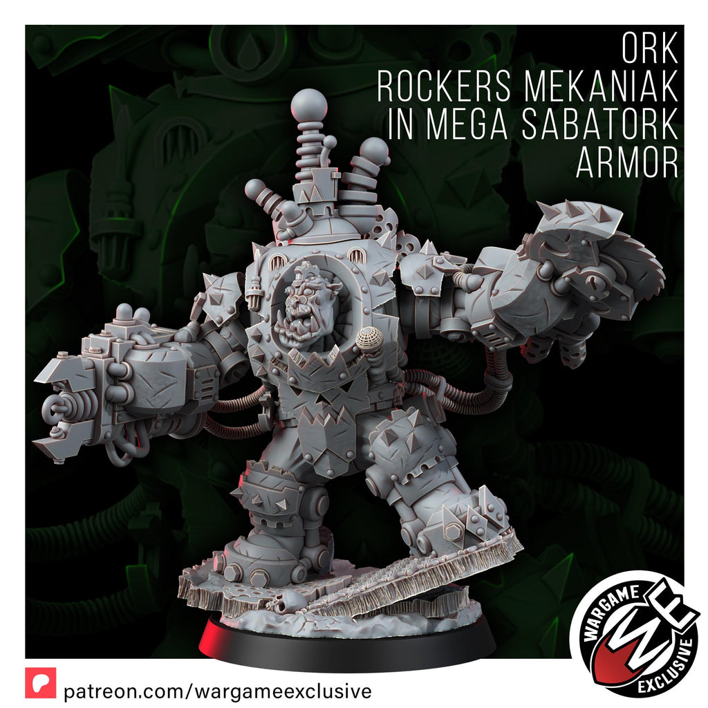 Ork Mekaniak Mega Armor Miniature 14k Resin | Grimdark Sci-Fi Wargaming Figurine Unpainted