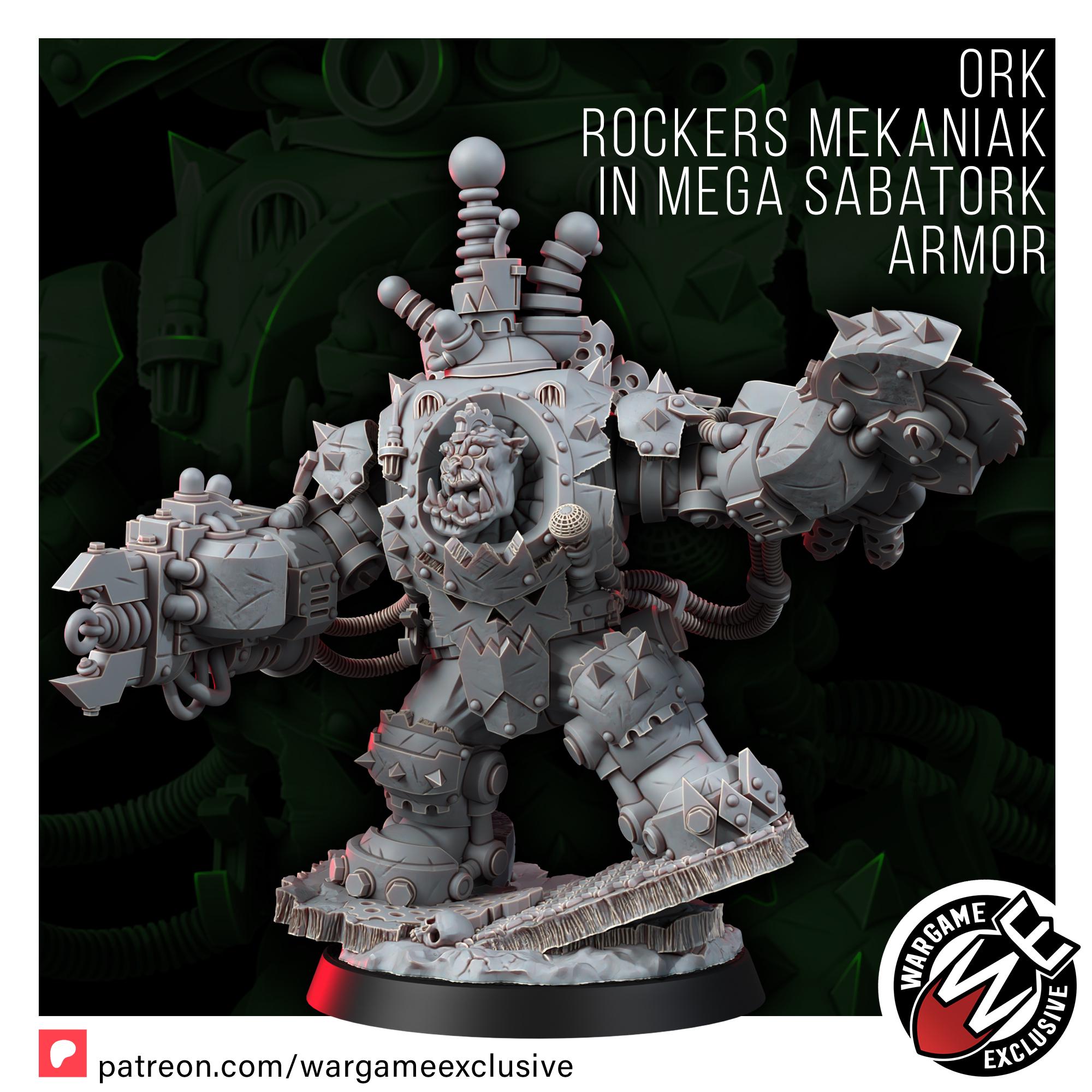 Ork Mekaniak Mega Armor Miniature 14k Resin | Grimdark Sci-Fi Wargaming Figurine Unpainted