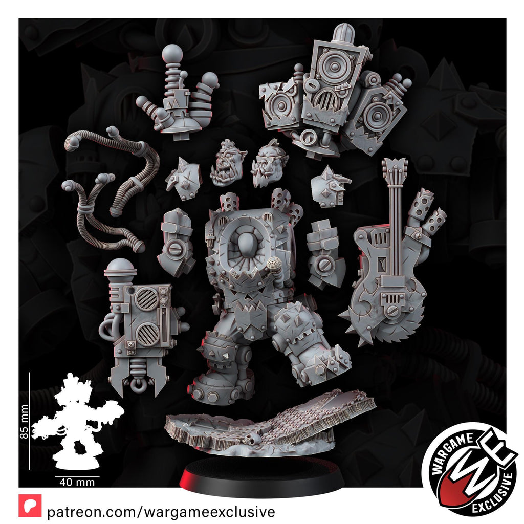Ork Mekaniak Mega Armor Miniature 14k Resin | Grimdark Sci-Fi Wargaming Figurine Unpainted