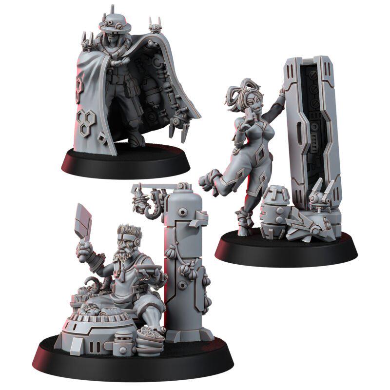 Greater Good Necrocity Black Traders 16K Resin Unpainted Wargaming Miniatures