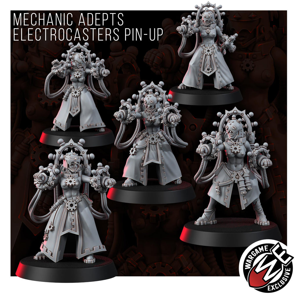 Mechanic Adepts Electrocasters Pin-Up 16K Resin | Unpainted Miniature Wargaming Proxy
