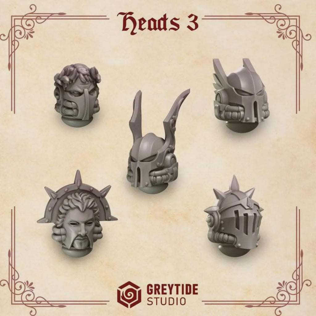 Crimson Lords Space Marine Heads | 14K Resin 3D Printed Bits, Primaris Compatible Kitbash Parts