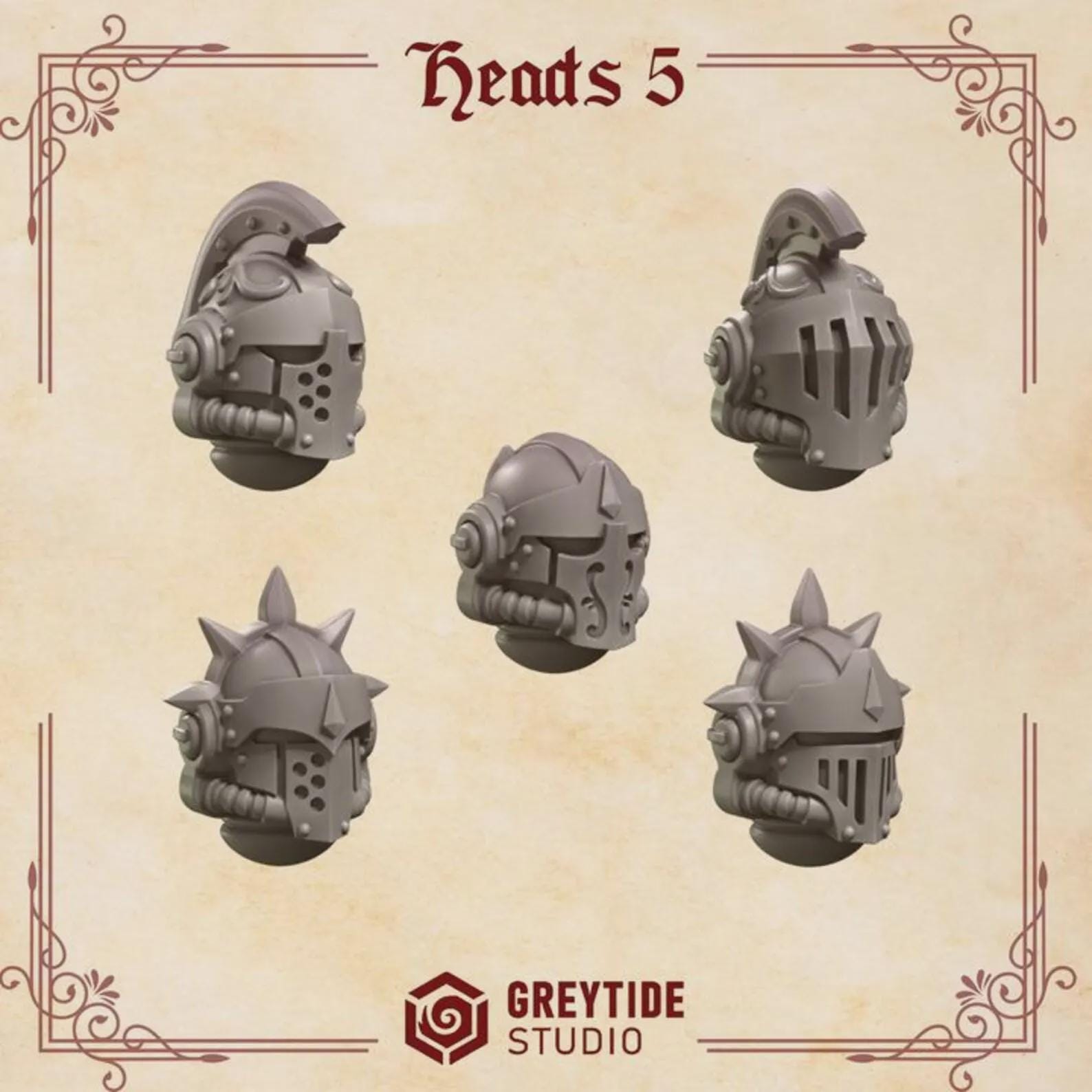 Crimson Lords Space Marine Heads | 14K Resin 3D Printed Bits, Primaris Compatible Kitbash Parts