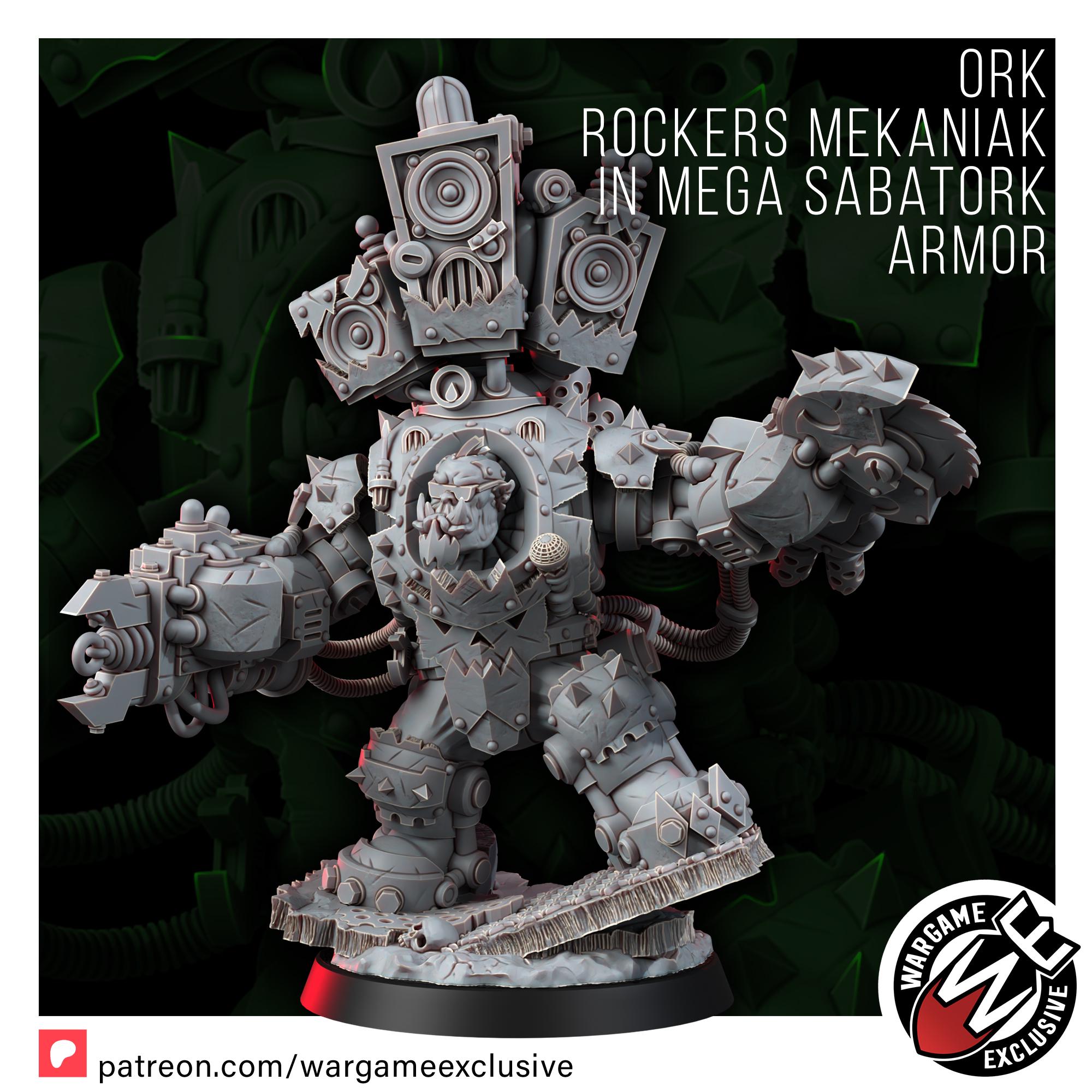 Ork Mekaniak Mega Armor Miniature 14k Resin | Grimdark Sci-Fi Wargaming Figurine Unpainted