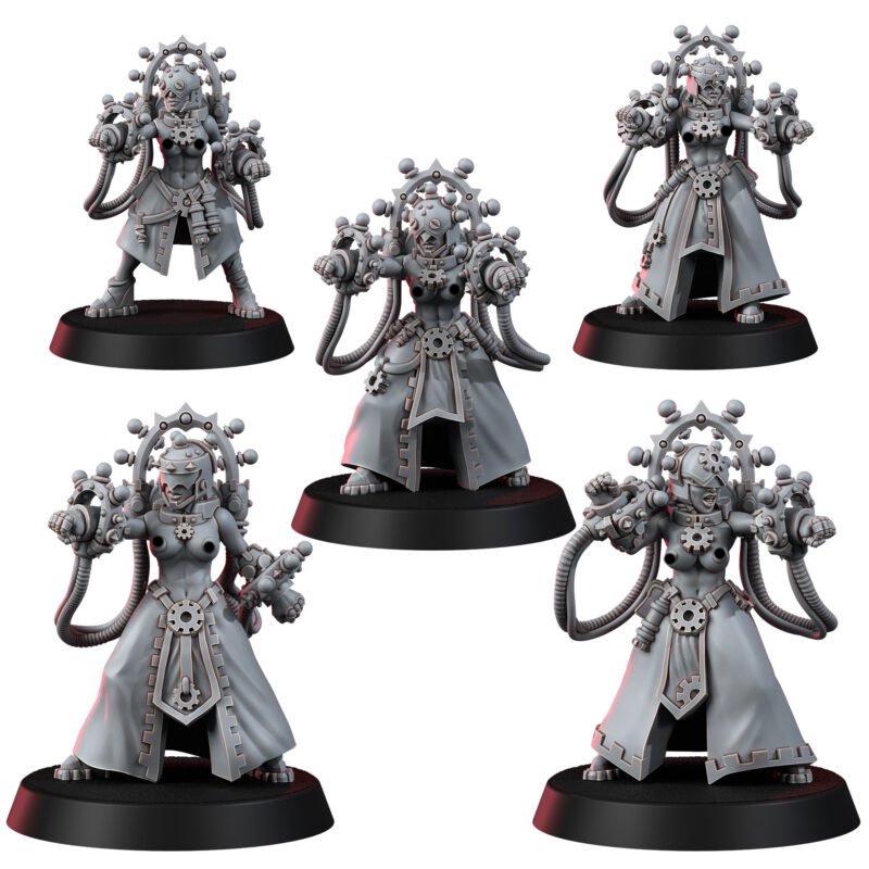 Mechanic Adepts Electrocasters Pin-Up 16K Resin | Unpainted Miniature Wargaming Proxy