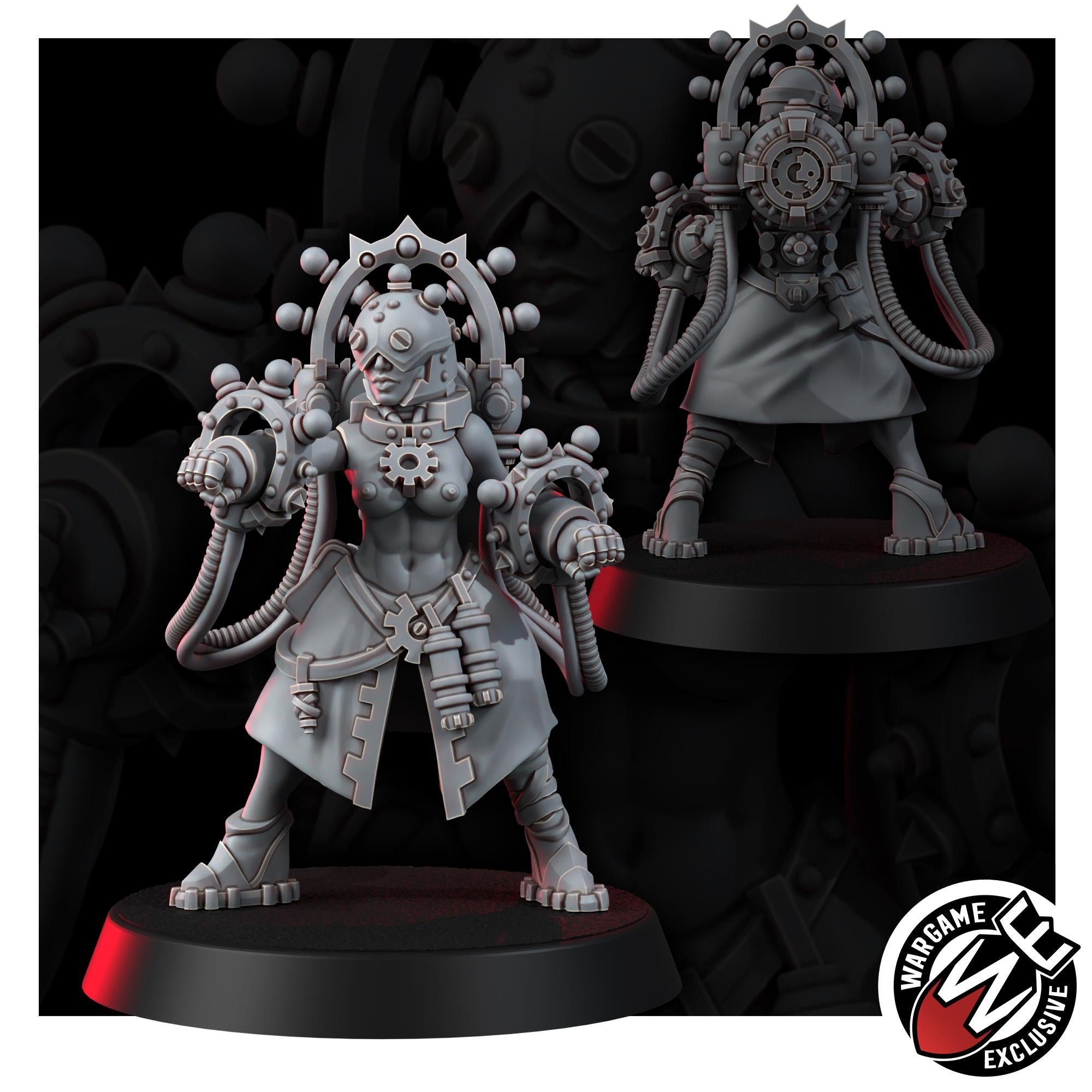 Mechanic Adepts Electrocasters Pin-Up 16K Resin | Unpainted Miniature Wargaming Proxy