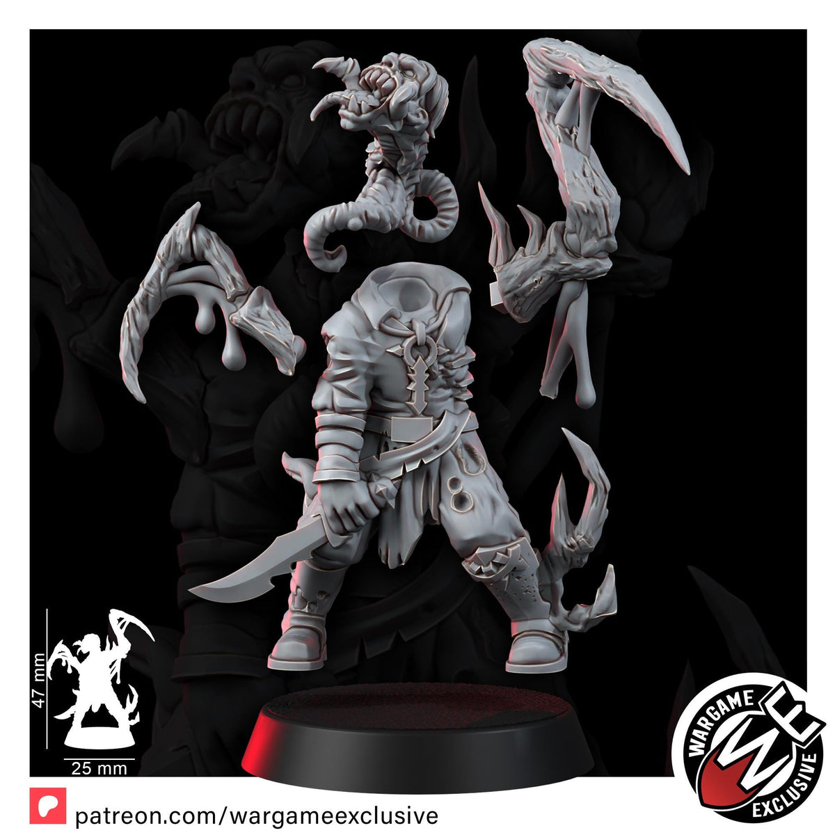 Chaos Renegades Of Pain Mutant Cultists – Chaos Proxy, Wargame Exclusive – 3D printed 16K resin miniature – photo 13 of 19