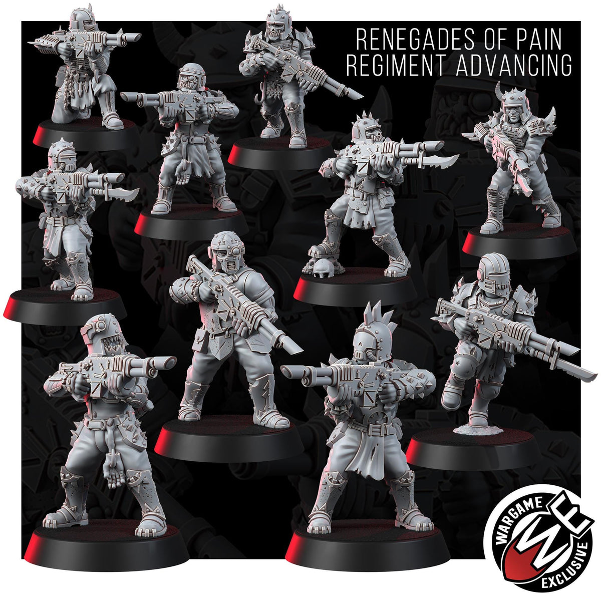 Chaos Renegades Of Pain Regiment Advancing – Chaos Proxy, Wargame Exclusive – 3D printed 16K resin miniature – photo 3 of 20