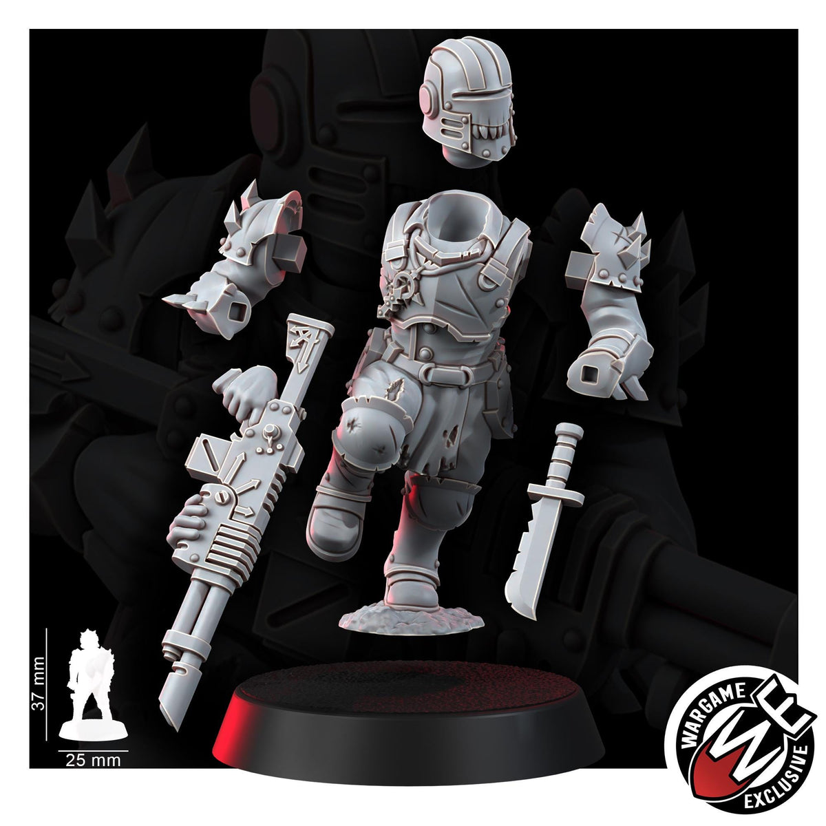 Chaos Renegades Of Pain Regiment Advancing – Chaos Proxy, Wargame Exclusive – 3D printed 16K resin miniature – photo 11 of 20