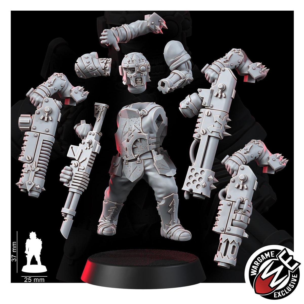 Chaos Renegades Of Pain Regiment Advancing – Chaos Proxy, Wargame Exclusive – 3D printed 16K resin miniature – photo 5 of 20