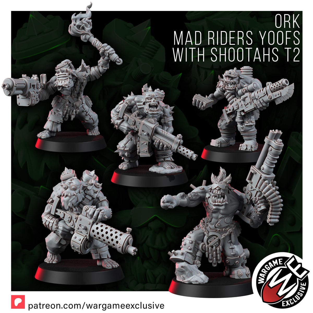Ork Mad Riders Yoofs With Shootahs – Ork Proxy, Wargame Exclusive – 3D printed 16K resin miniature – photo 2 of 11