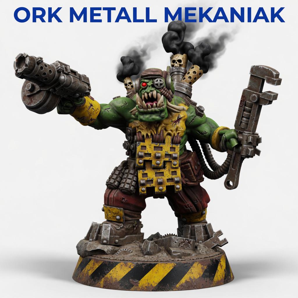 Ork Metall Mekaniak – Ork Proxy, Wargame Exclusive – 3D printed 16K resin miniature – main photo