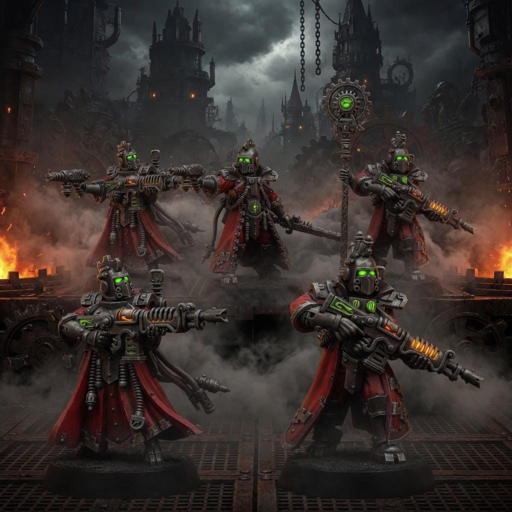 Mechanic Adept Rad Warriors – Adeptus Mechanicus Proxy, Wargame Exclusive – 3D printed 16K resin miniature – main photo