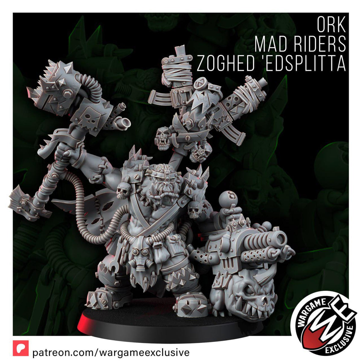 Ork Mad Riders Zoghed Edsplitta – Ork Proxy, Wargame Exclusive – 3D printed 16K resin miniature – photo 8 of 8