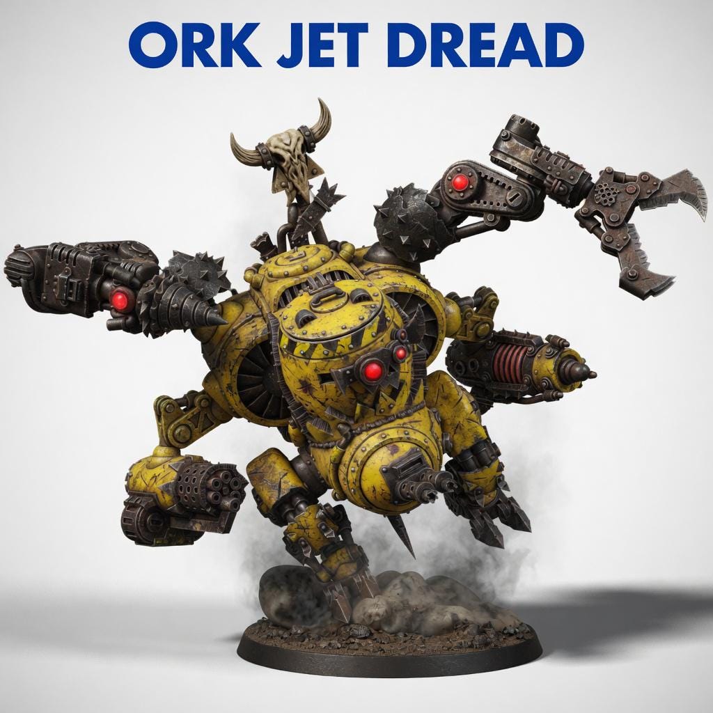 Ork Jet Dread – Ork Proxy, Wargame Exclusive – 3D printed 16K resin miniature – main photo