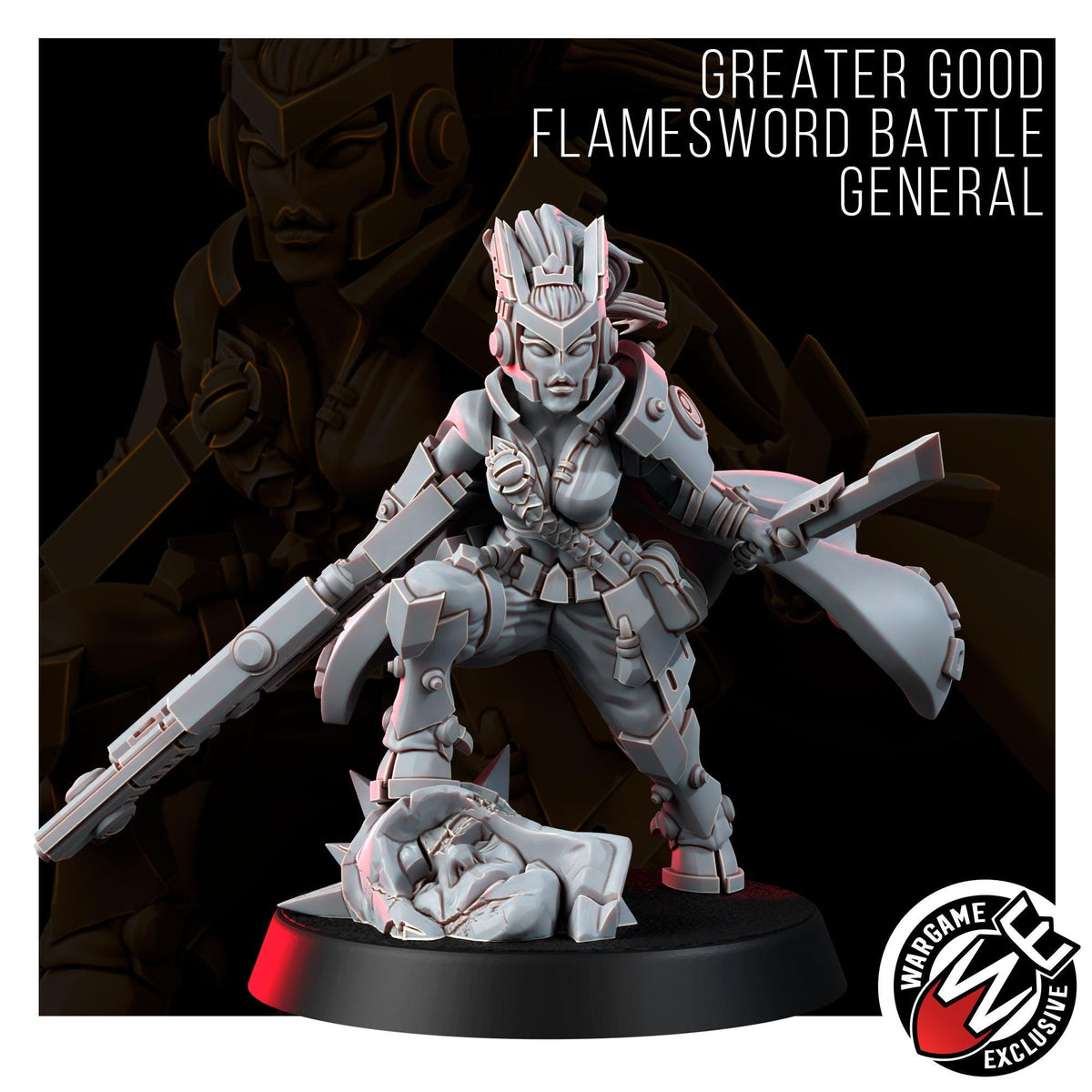 Greater Good Flamesword Battle General – T'au Empire Proxy, Wargame Exclusive – 3D printed 16K resin miniature – photo 2 of 5