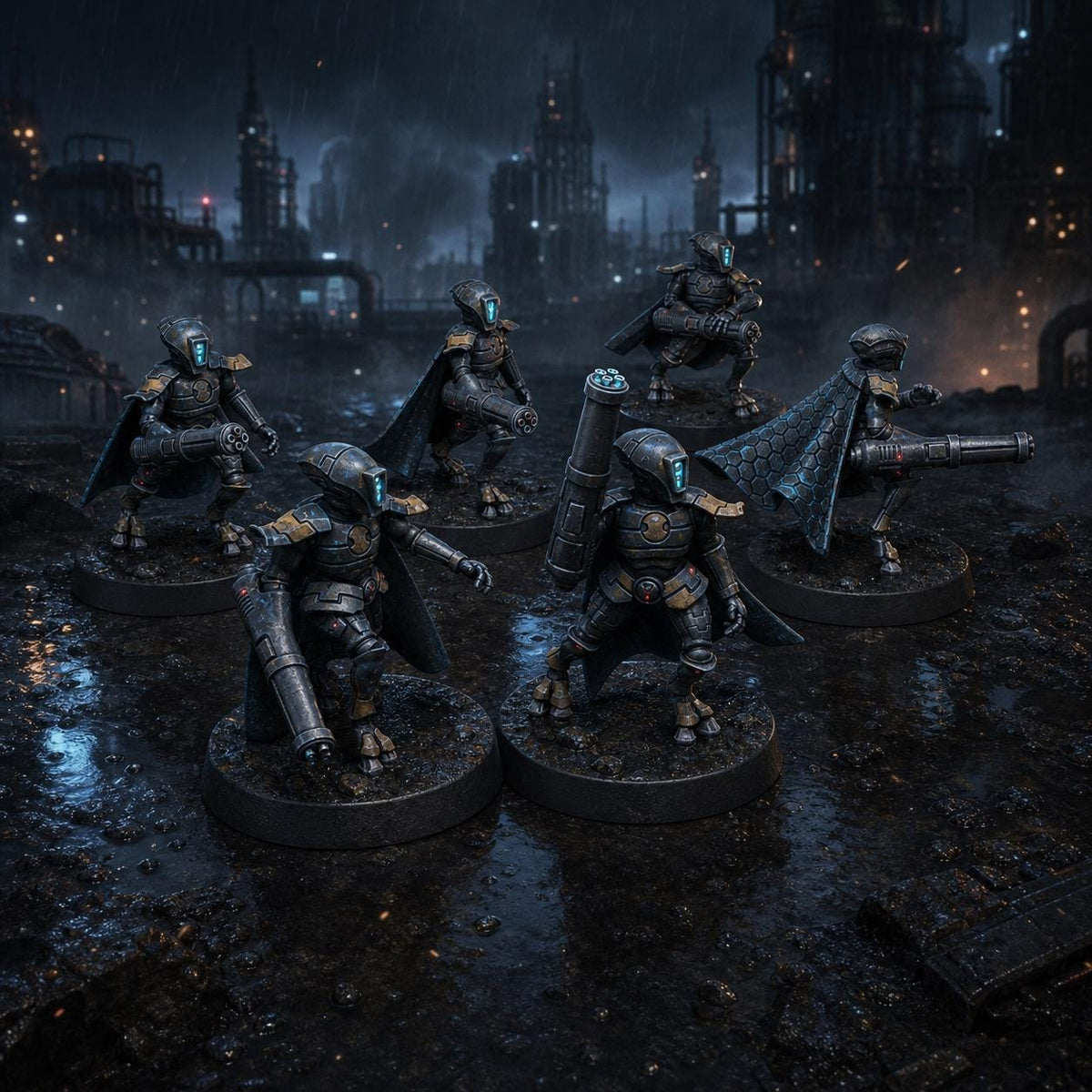 Greater Good XN16 Stealth Suits – T'au Empire Proxy, Wargame Exclusive – 3D printed 16K resin miniature – main photo