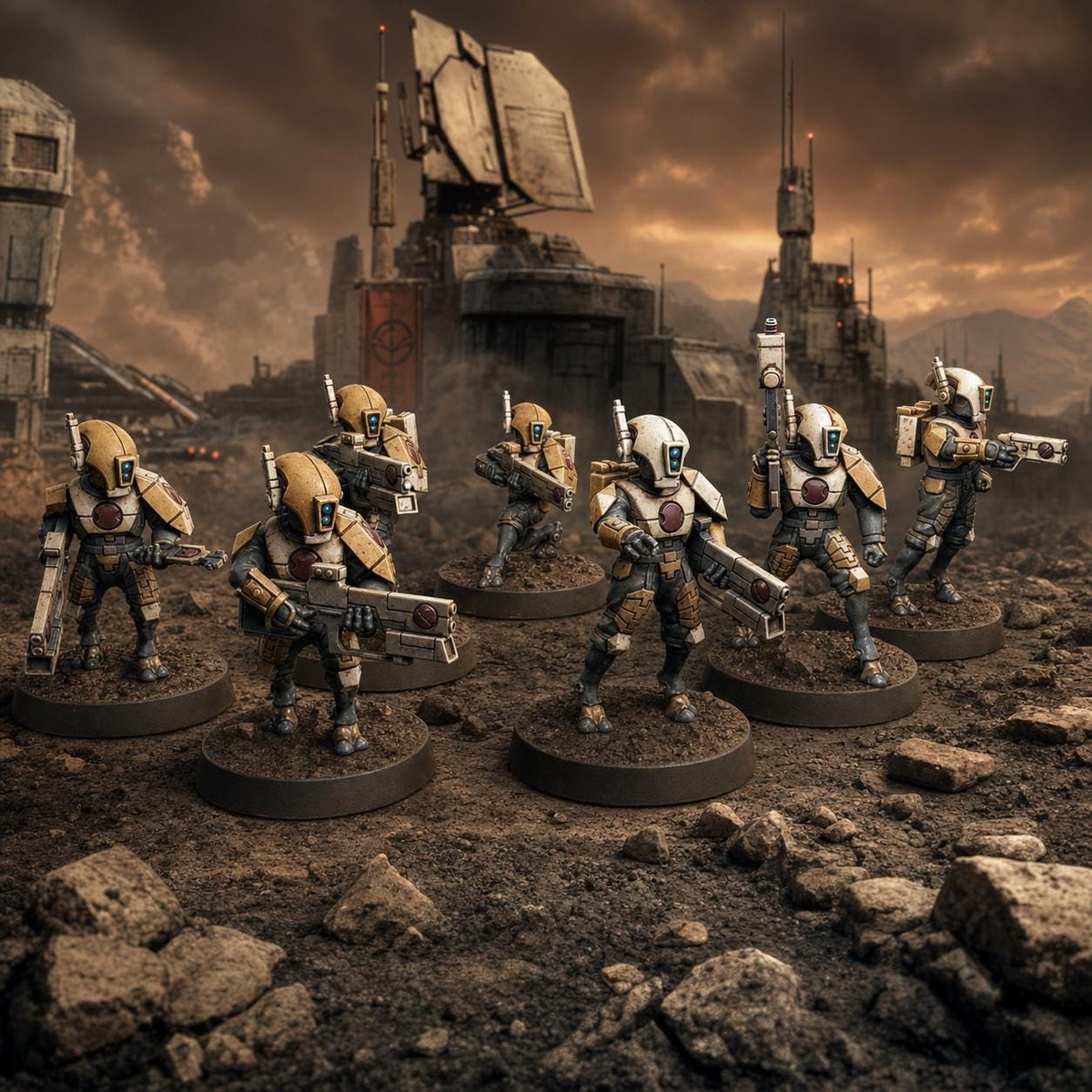 Greater Good Strike Team – T'au Empire Proxy, Wargame Exclusive – 3D printed 16K resin miniature – main photo