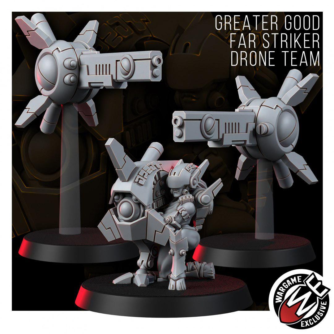 Greater Good Farstriker Drone Team – T'au Empire Proxy, Wargame Exclusive – 3D printed 16K resin miniature – photo 2 of 2