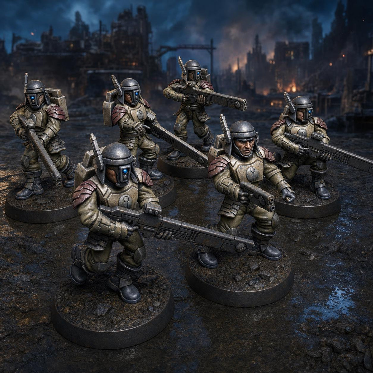 Greater Good Human Helpers – T'au Empire Proxy, Wargame Exclusive – 3D printed 16K resin miniature – main photo