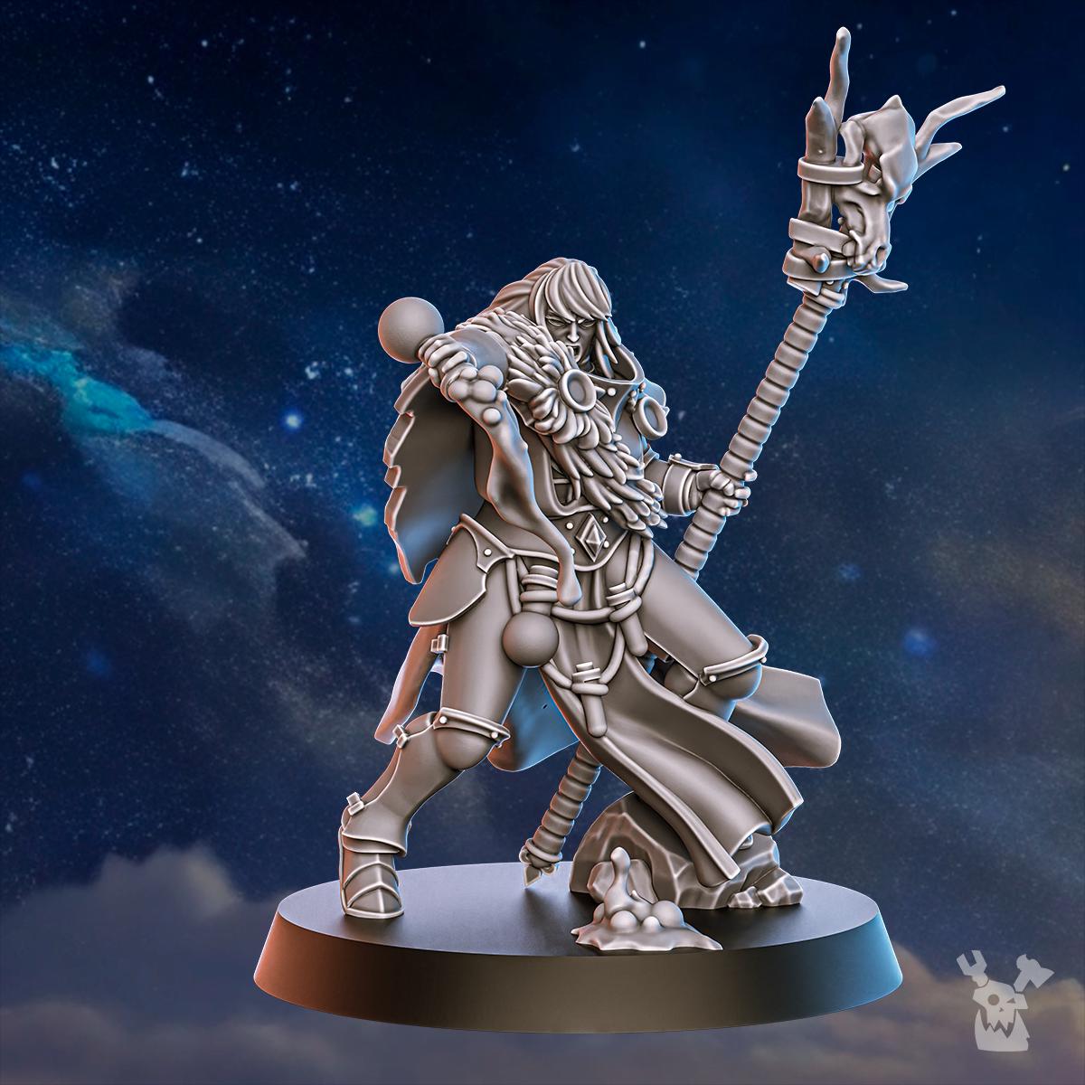 Blackhide Tribe Shaman – Warhammer 40k Compatible Miniature, DakkaDakka – 3D printed 16K resin miniature – photo 4 of 5